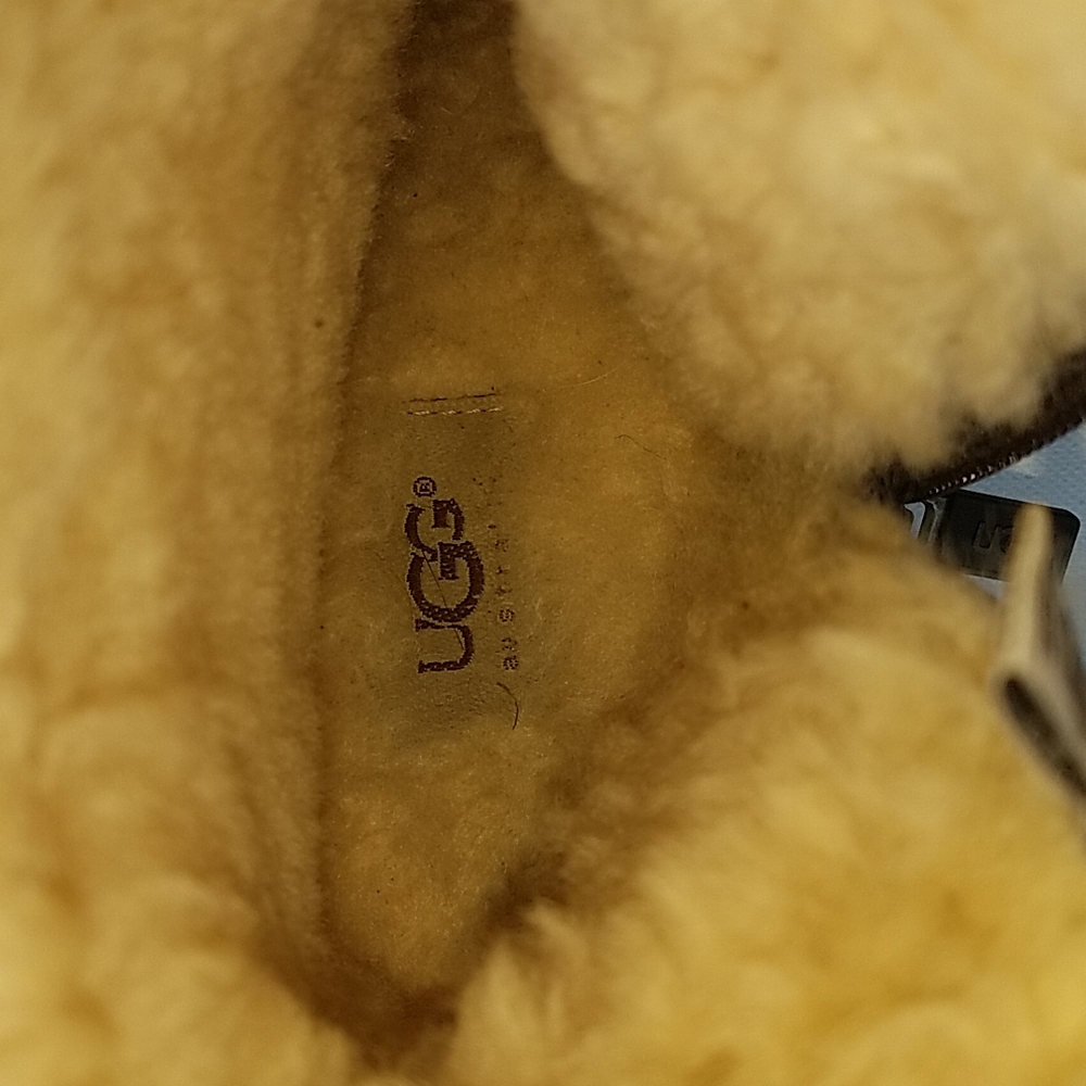 UGG Australia Brown Suede 90s Lugsole Chunky Platform Boot Sheepskin Lined Sz 6 - Picture 6 of 8